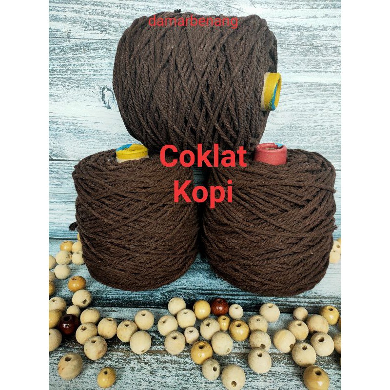 Benang katun coklat kopi size4mm (1kg)