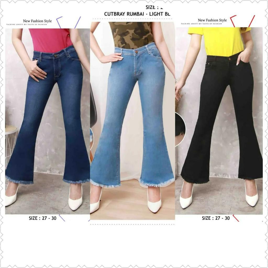 NEW GUPS JEANS CUTBRAY WANITA KAKI RUMBAI 27 - 34