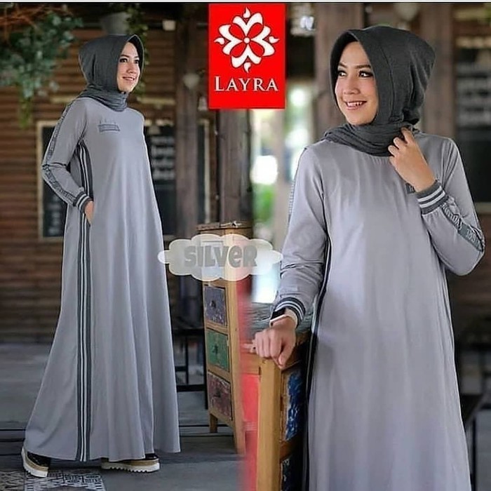 Order Langsung gamis bahan kaos terkini - Silver Berkualitas
