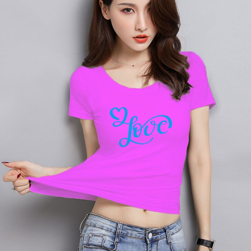 YOURSTYLE1119 - KAOS WANITA ONECK love blue sign/ KAOS TERLARIS / KAOS ONECK