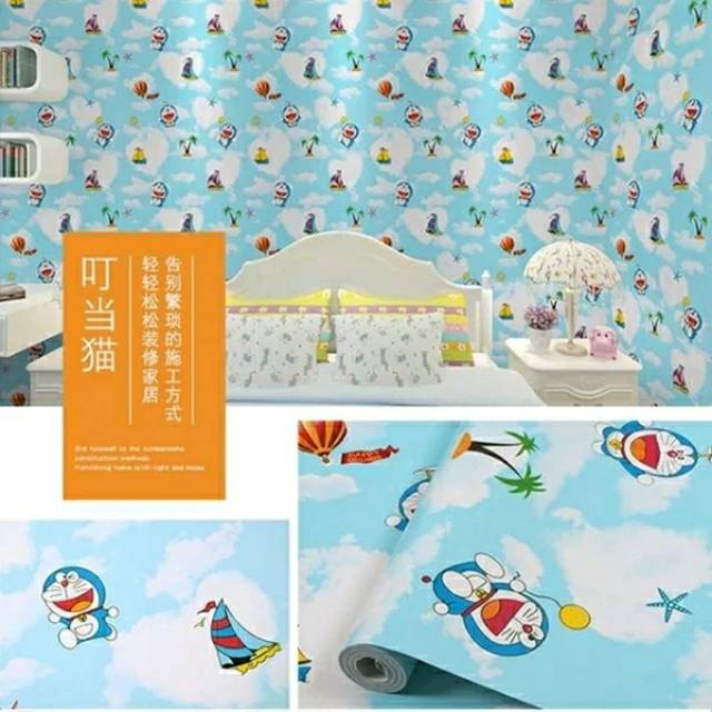 Wallpaper sticker dinding motif doraemon
