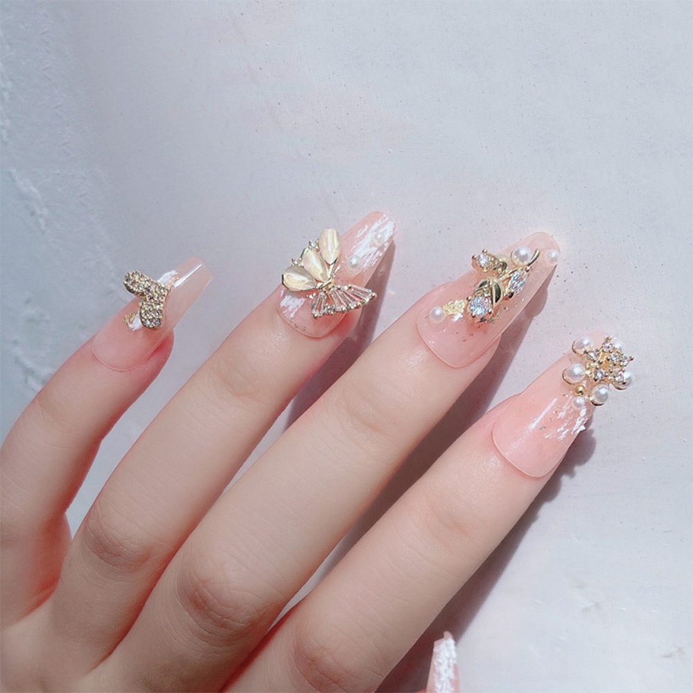 Mxbeauty Ornamen Kupu-Kupu / Hati / Mata Kucing / Pita 3d Hias Zircon Berlian Imitasi Dekorasi Nail Art / Manicure Diy