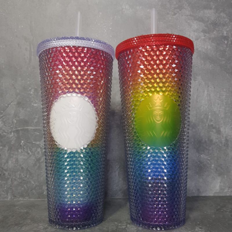 starbucks china studded rainbow bling blink cold cup