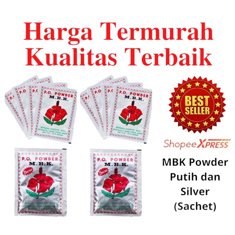 12 SACHET / BOX BEDAK KETIAK MBK POWDER PUTIH SILVER DEODORAN