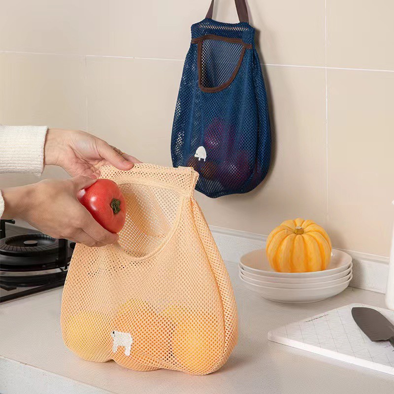 Tas Belanja Jaring Tas Jaring Tas Pantai Reusable Bag Cotton Mesh Bag Net Bag Grocery Bag/ Tas Jaring Gantung Penyimpanan Buah Sayur