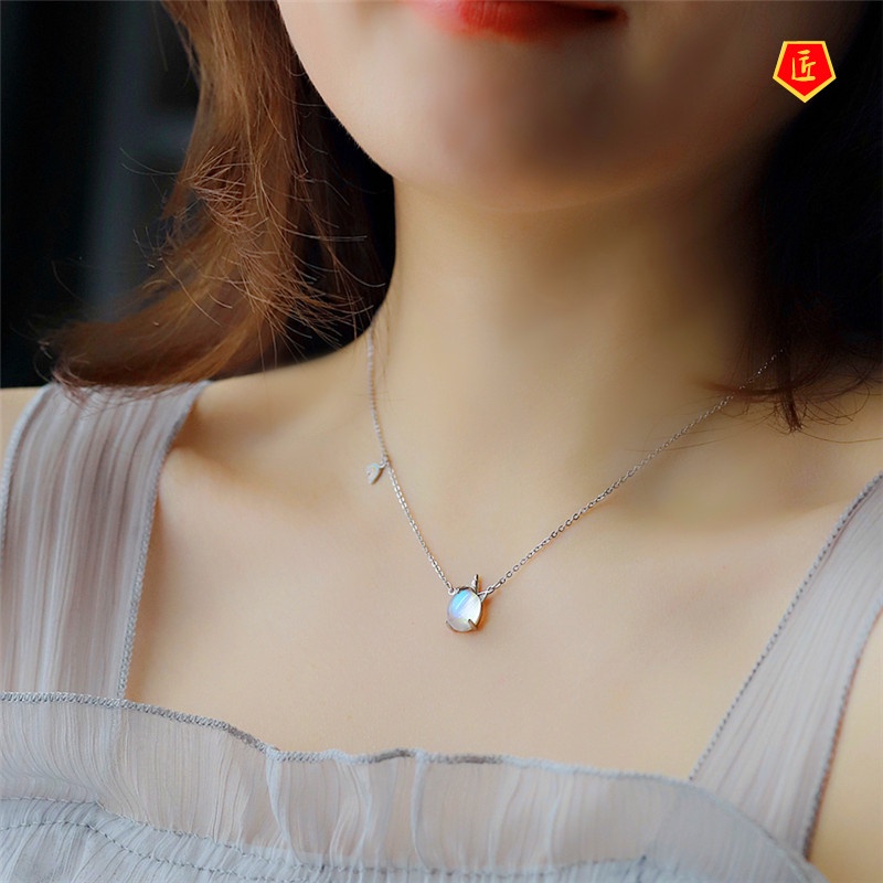 [Ready Stock]Moonstone Unicorn Necklace Europe and America Creative Pendant