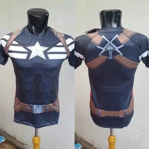 KAOS MANSET BASELAYER CAPTAIN AMERICA OLAHRAGA GYM FITNESS SEPEDA BAJU KUALITAS BERKELAS