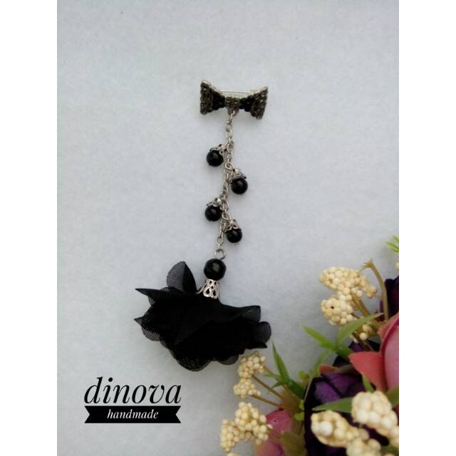 Bros dagu  hijab / Bros dagu frill mutiara / Bros dagu lucu cantik/ Bros dagu cantik by dinova store