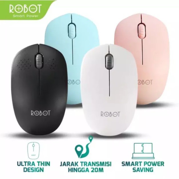 ROBOT M210 M 210 MOUSE WIFI WIRELESS WARNA PINK HIJAU HITAM PUTIH 2.4 Ghz 1600DPI PC KOMPUTER LAPTOP MURAH