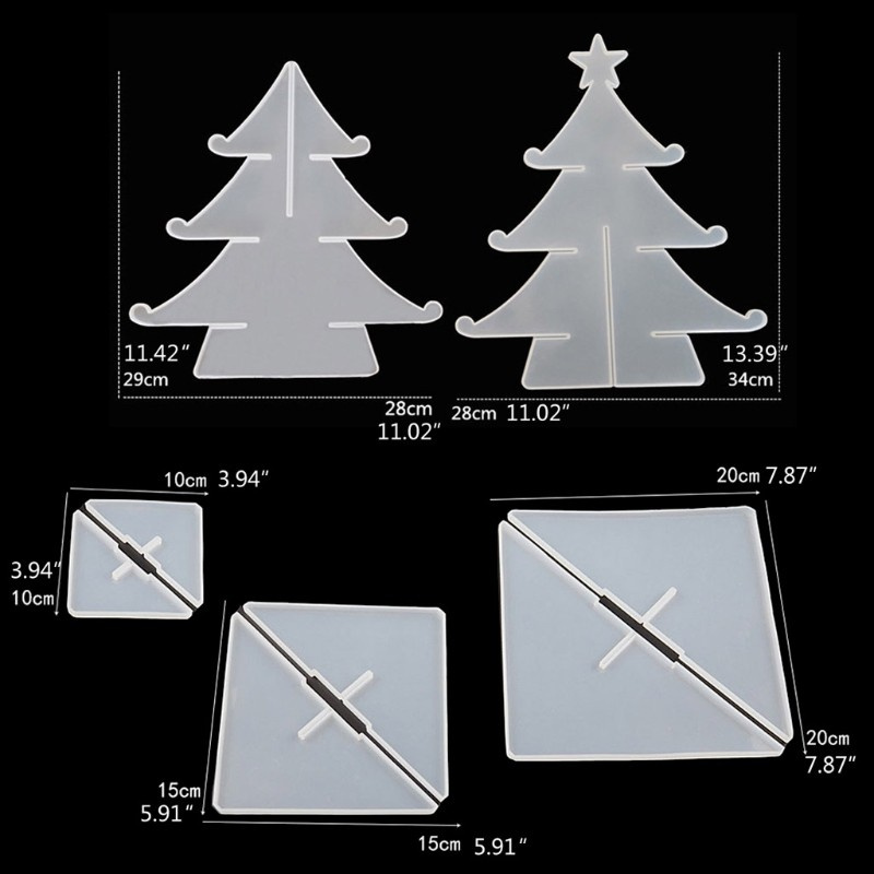 Glitter 3-Tier Christmas Tree Cake Stand Tray Epoxy Resin Mold Fruit Tray Silicone Mould Christmas Theme Decor DIY Art Crafts