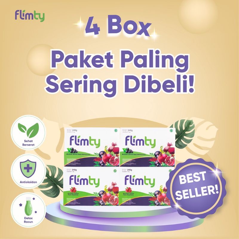 FLIMTY FIBER - PAKET HEMAT &amp; SEHAT 4 BOX Ready 3 Rasa Blackcurrant / Raspberry / Mangga