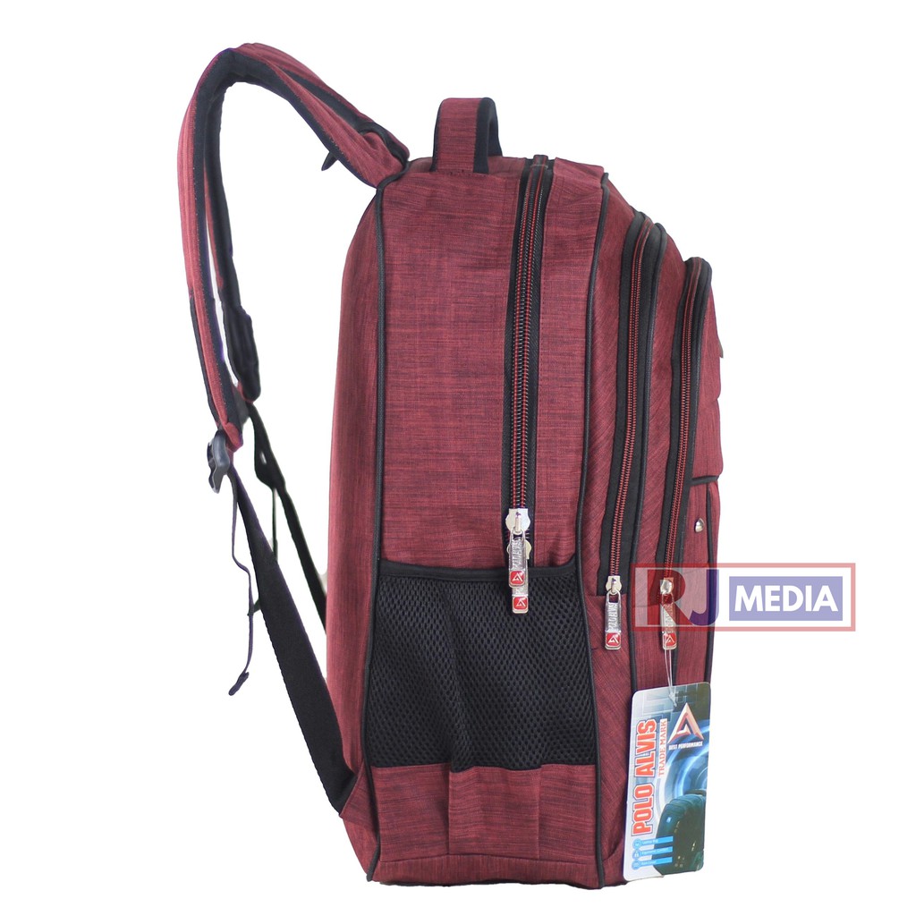 Ransel POLO ALVIS MERAH Bonus Raincover Backpack Sekolah Kuliah Kerja Tas Pria Nyaman Tebal Tas Laptop In SMP SMA Kuliah Kekinian Tas Ransel Stylish Pria Wanita Terbaru