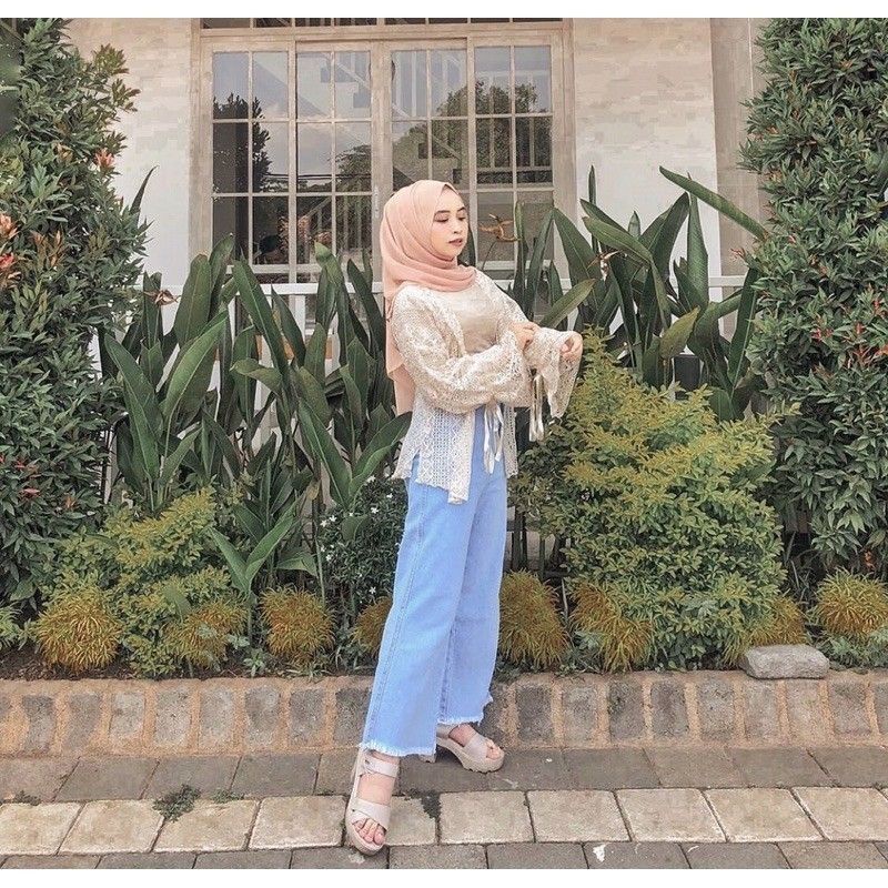 CELANA WANITA KULOT JEANS RAWIS HIGHWAIST PANJANG