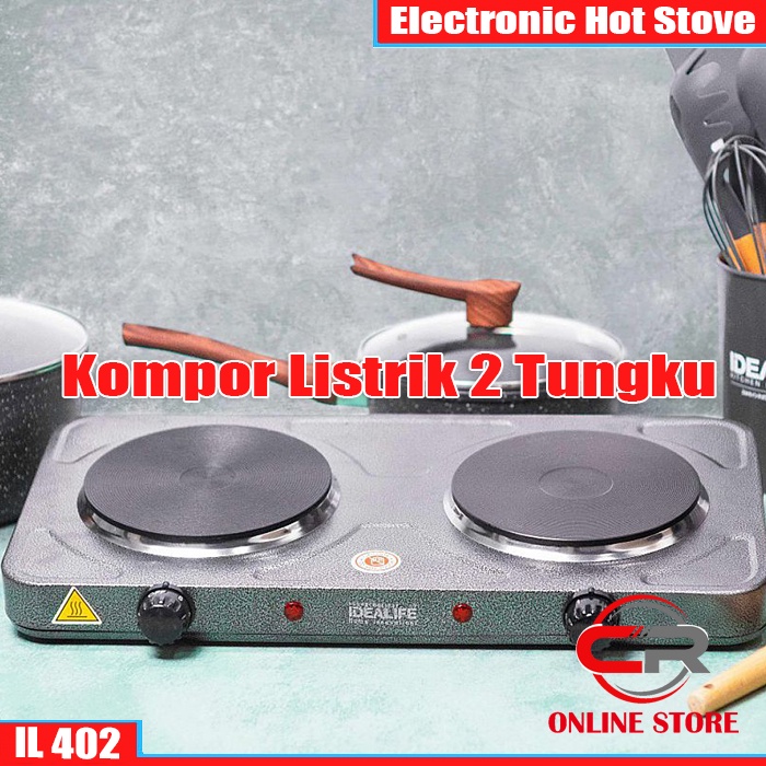 idealife   electronic hot stove   kompor listrik 2 tungku   il 402