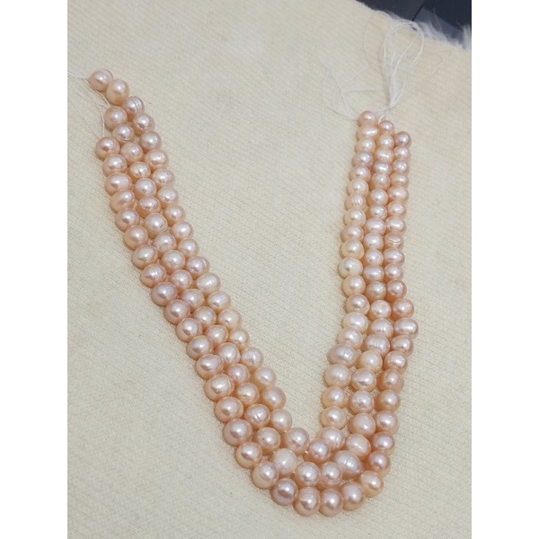 mutiara air tawar bulat peach grade A per untai isi 40butir