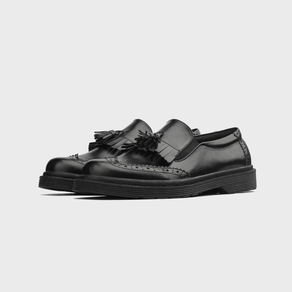 Elmora Black | Sepatu Loafers Hitam Tanpa Tali Pria Casual Kerja Formal Kantor Original Laki | FORIND x Erabor