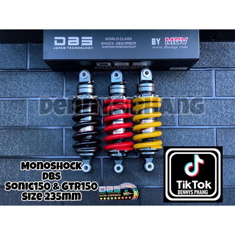 MONO SHOCK BELAKANG HONDA SONIC 150 DAN GTR 150 235MM DBS BY MGV ORIGINAL SUSPENSI MOTOR