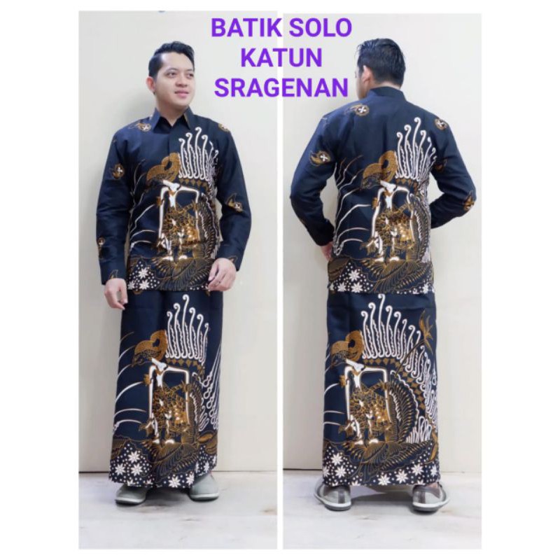 Setelan sarung kemeja batik solo wayang krisna