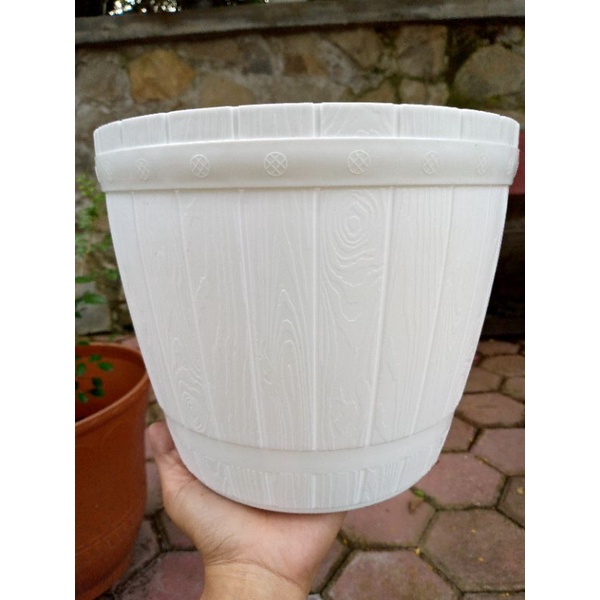 POT TANAMAN GENTONG 27/POT BUNGA LOVENIA GENTONG MOTIF KAYU 27