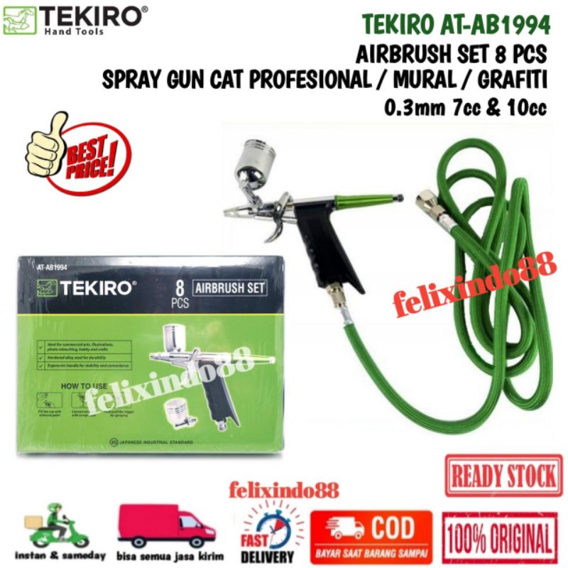 AIRBRUSH TEKIRO SET 8 PCS NOZZLE 0.3MM ORIGINAL AT-AB1994 GRAVITY / AIR BRUSH GRAFITI SPRAY GUN ART 