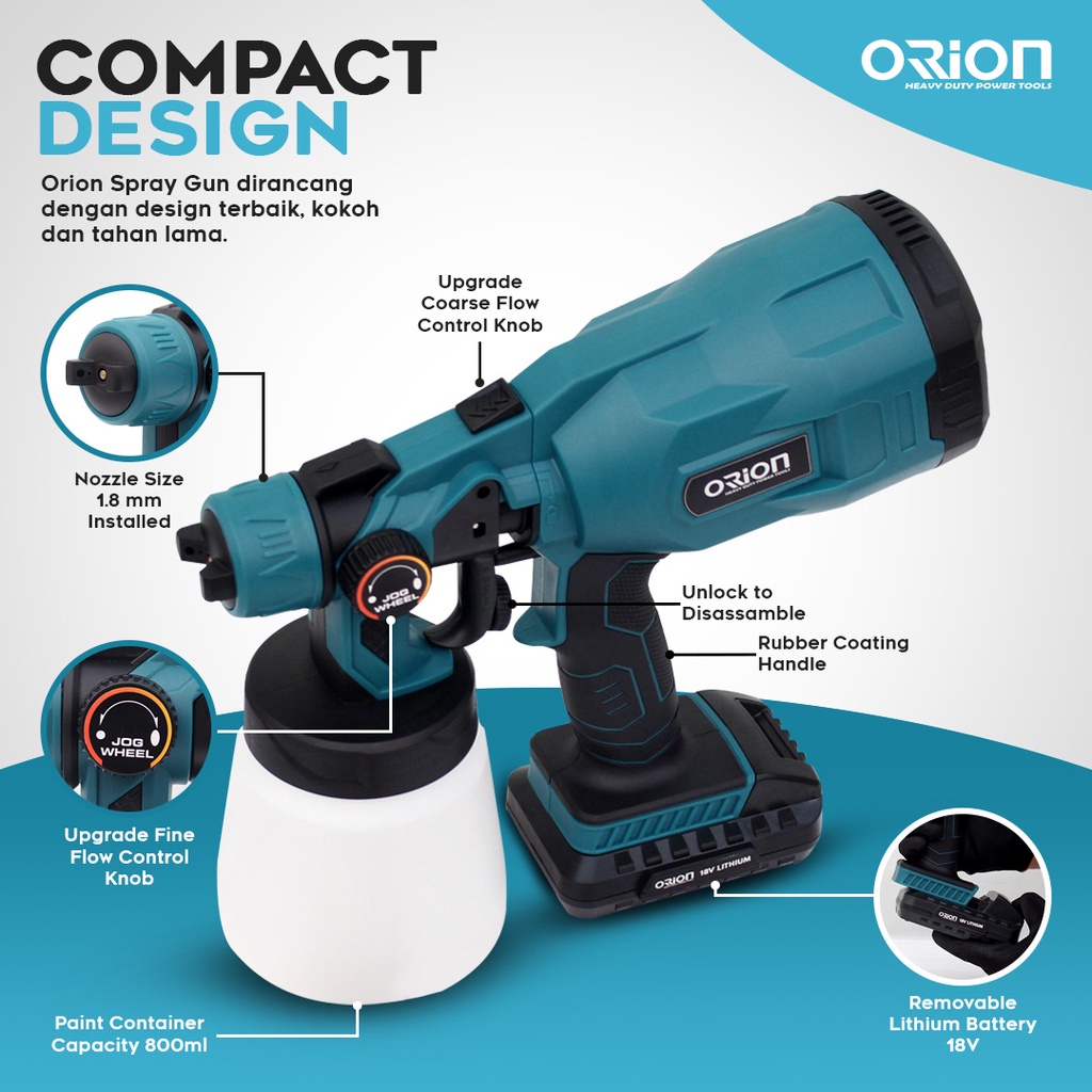 Portable Spray Gun Elektrik Cordless Orion ESGCX33381 Lithium Ion