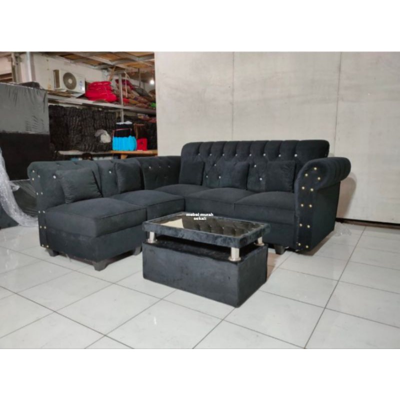 (PROMO) Sofa L sudut Kain Bludru / Sofa Sudut L minimalis / Sofa Murah