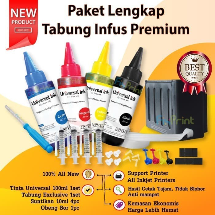Paket Infus Modifikasi Printer HP 1112 D1000 D2000 Cartridge 678 680 FPS11