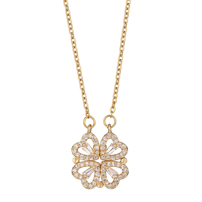 Kalung Magnetik Bentuk Daun Clover Untuk Hadiah