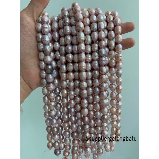 Bahan Mutiara Air Tawar Barok / Baroque LAVENDER 10 x 16mm OVAL pearl