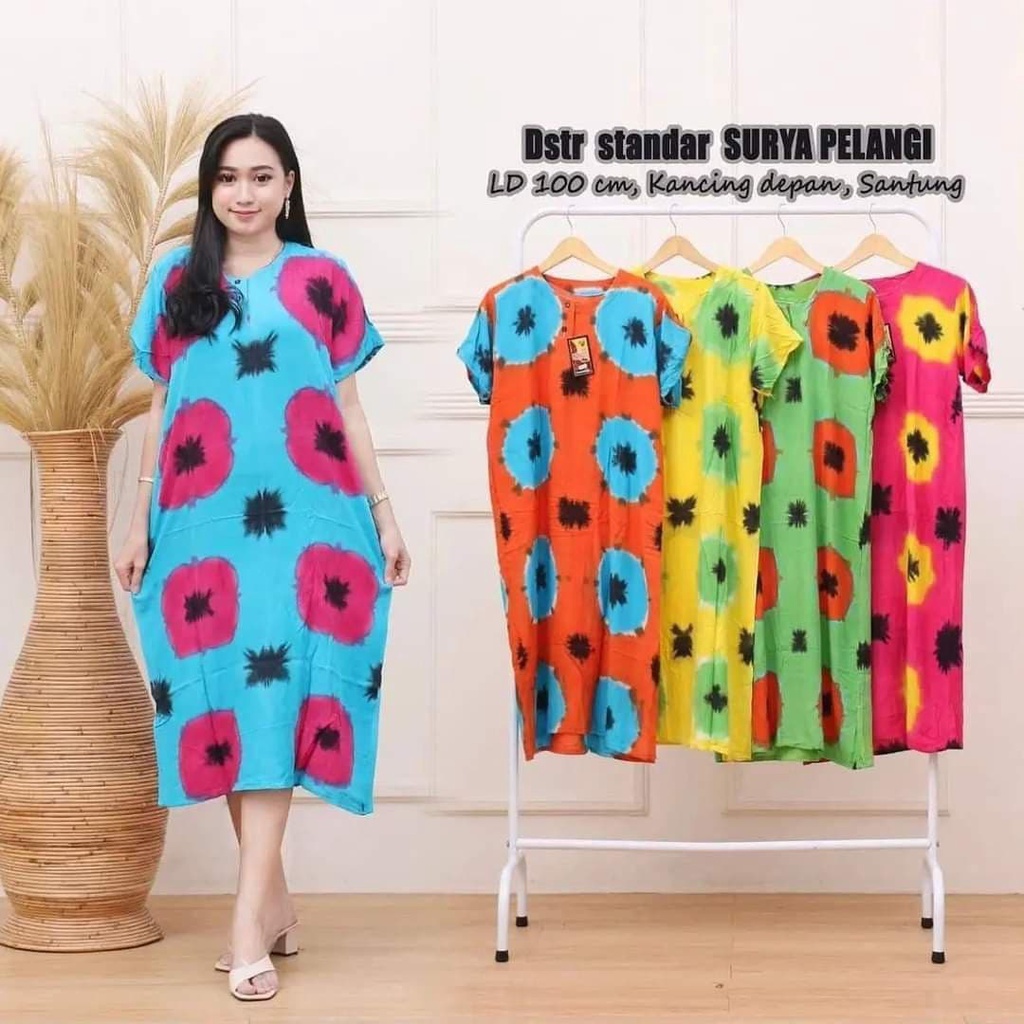 DASTER STANDART MURAH BATIK BASE JUMPUTAN MOTIF SEMANGKA SURYA PELANGI TAPAK KUCING UKURAN L BATIK P