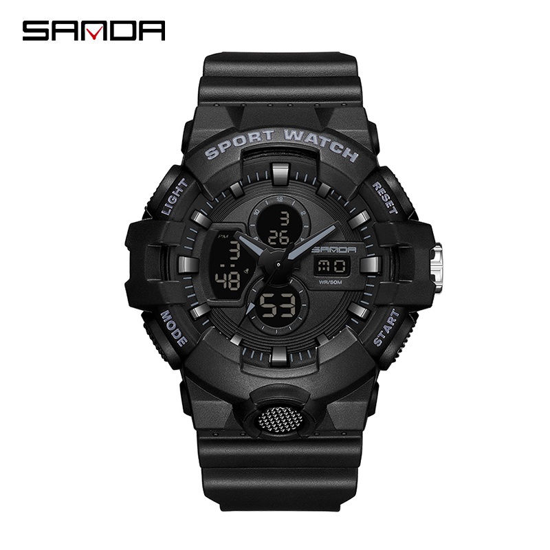 SANDA 3131 Jam Tangan Pria Wanita Digital Analog Tali Rubber Chronograph Anti Air WATCHKITE WKOS