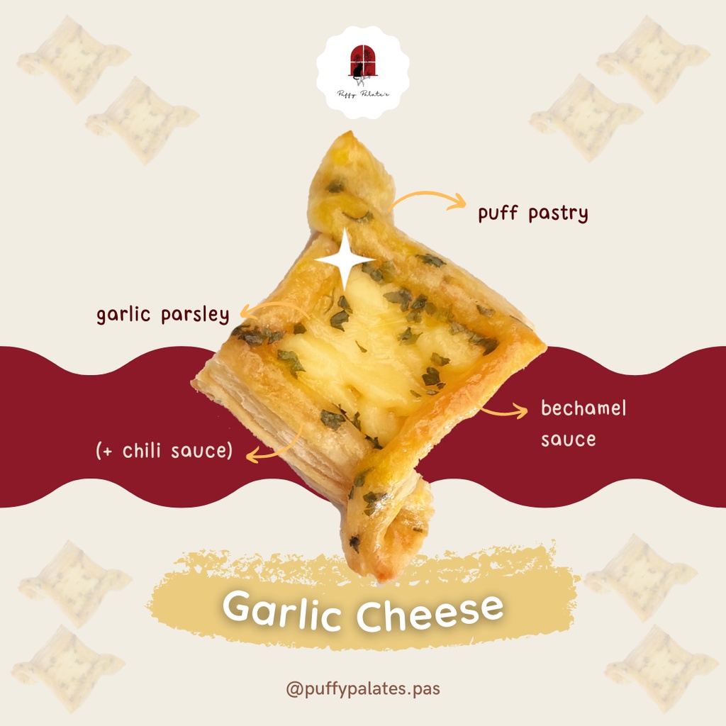 

Kue Cemilan Oleh-Oleh Puff Pastry Savory Temptation by Puffy Palate's - Garlic Cheese