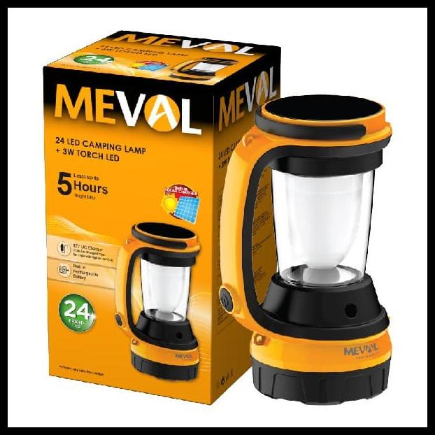 Meval 24 Led Camping Lamp + 3W Senter + Panel Surya - Putih