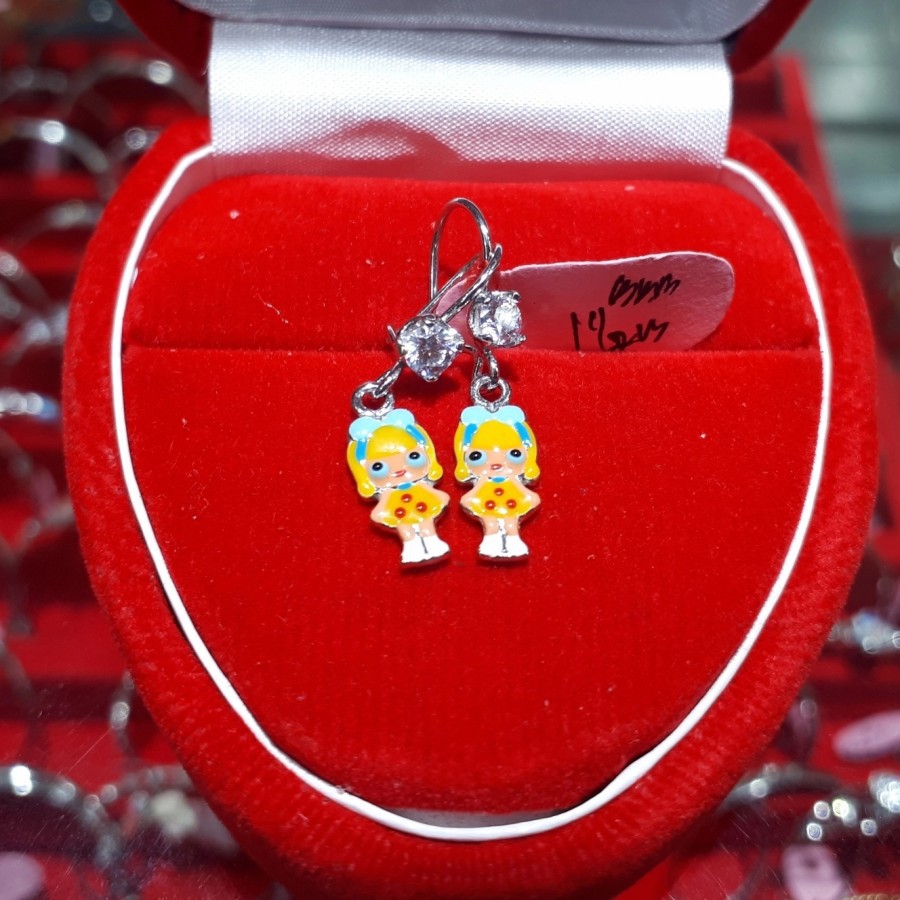 Anting / Anting desi mata putih L.O.L warna perak/silver 925