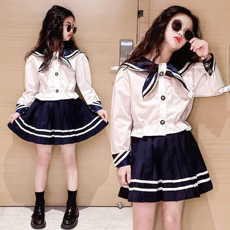 Setelan Rok Anak Perempuan Premium Little Sailor NAVY BLUE