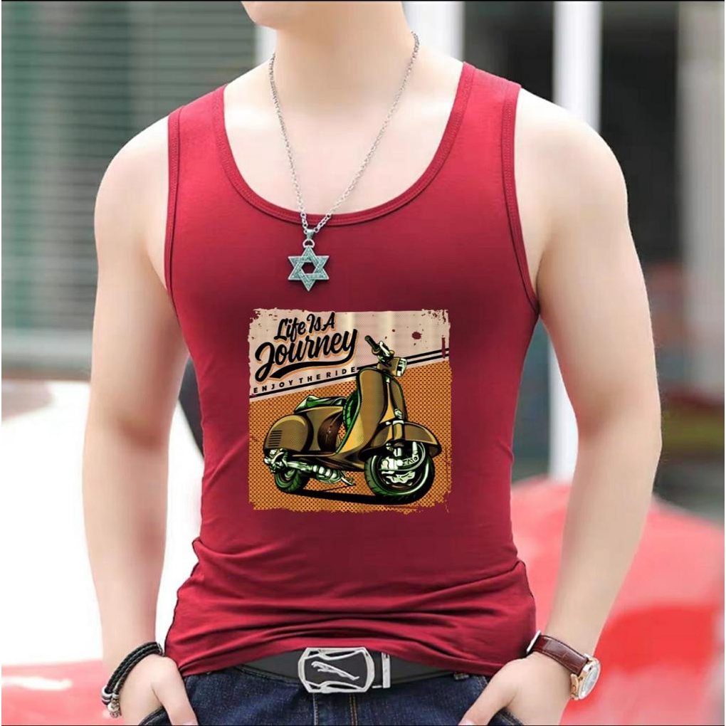 DS - SINGLET SPANDEX MOTIF JOURNEY / kaos cowok / kaos singlet / kaos dalem singlet cowok