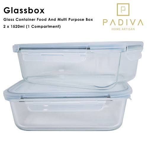 Padiva Glassbox Food &amp; Multi Purpose Storage 2 x 1520ml