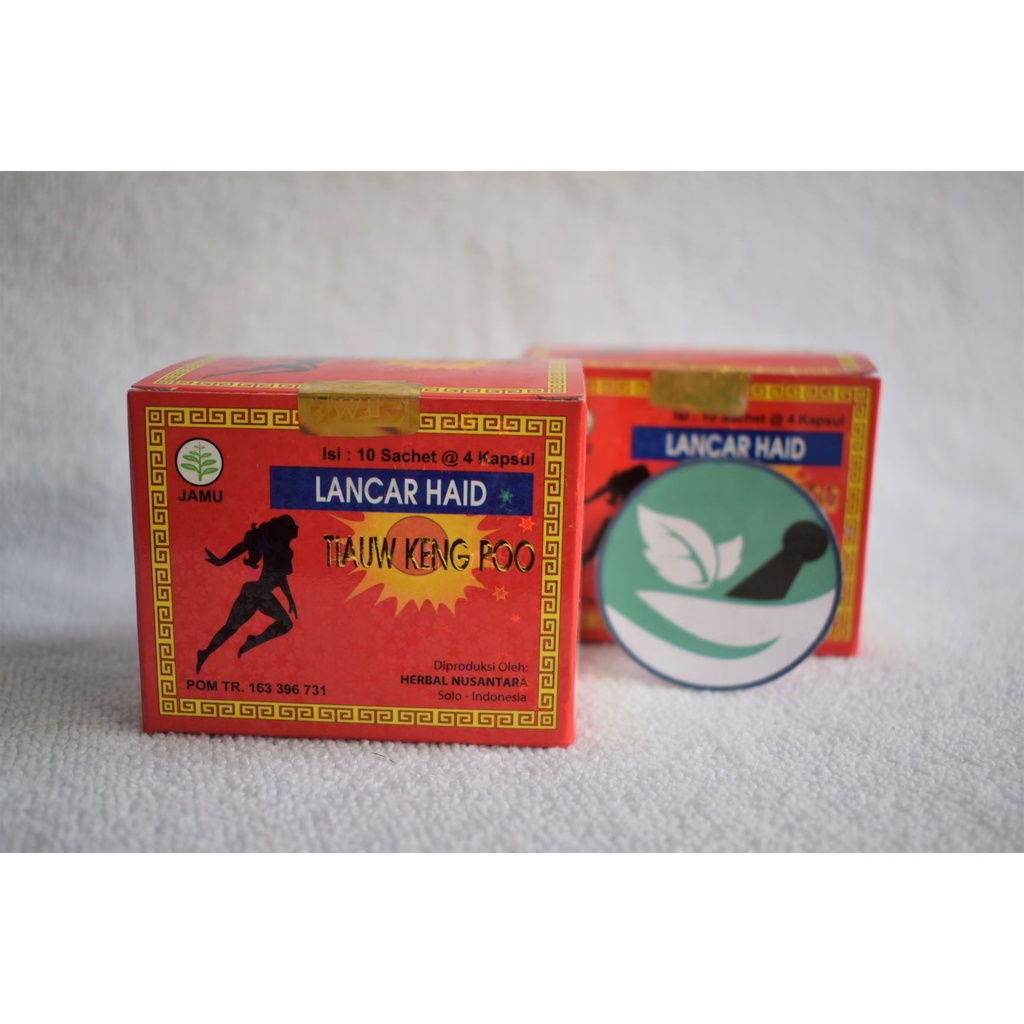 Tiauw Keng Poo Jamu Herbal Lancar Haid datang bulan - 1 BOX isi 10 sachet @ 4 kapsul