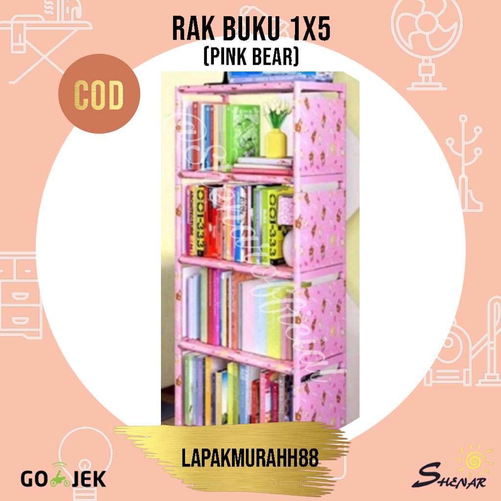 RAK BUKU PORTABLE/RAK SERBAGUNA/RAK BONGKAR PASANG/RAK MULTIFUNGSI MOTIF 1x5 (5 SUSUN)