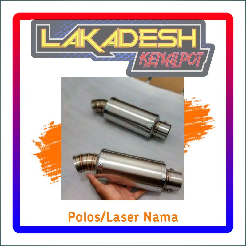 SILENCER (ONLY) KNALPOT POLOS/LASER NAMA 20CM (INLET 38/50)