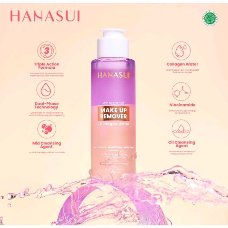 ✨SHASYA✨HANASUI Collagen Micellar Cleansing Water / Makeup Remover + Collagen Water 100ml / Fix &amp; Glow Setting Spray Original BPOM