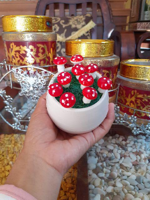 Hiasan Jamur Mini Pot + Jamur/ Bunga Plastik / Bunga Artificial / Hiasan Shabby / Home Decor