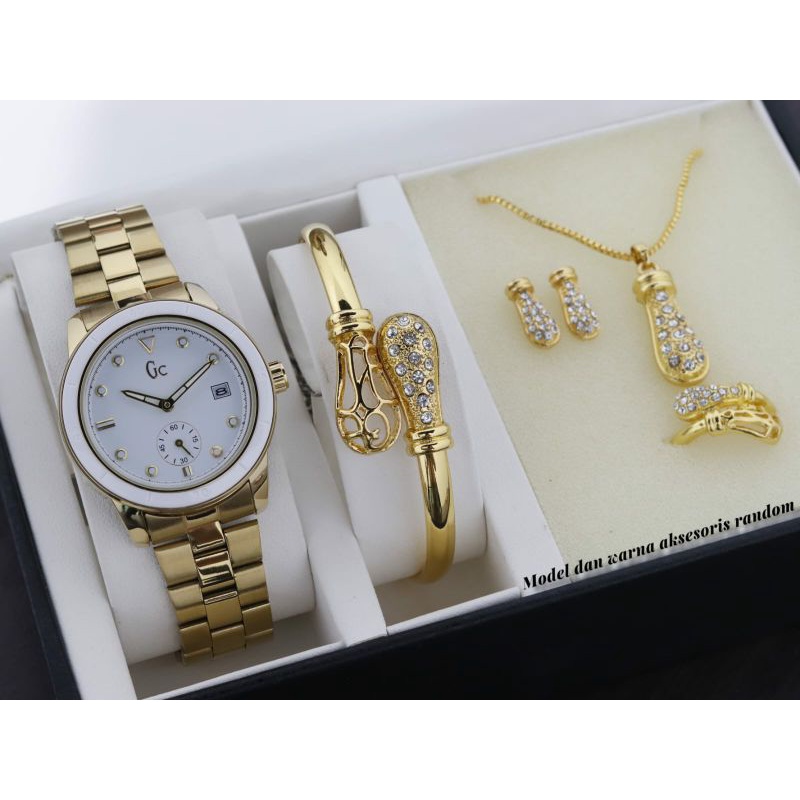jam tangan merek Gc 1 set asesoris