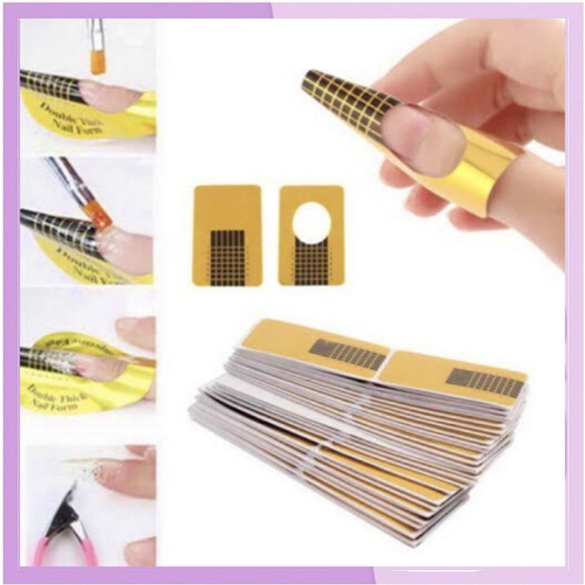 1 PCS Nail Form Gold Kuku Palsu Extention Nail Art Pembentuk  KU012