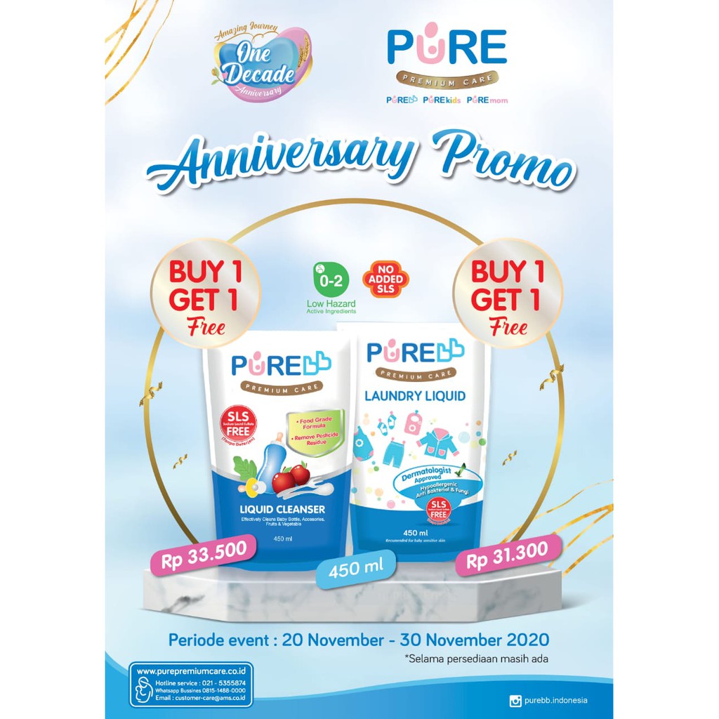 PURE BB LAUNDRY LIQUID 700ml Sabun Cuci Baju Bayi Detergent Baby PUREBB