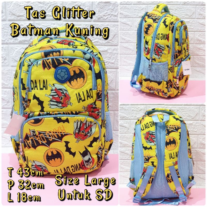 Tas Anak Sekolah Ransel Motif Batman Glitter Tas Sekolah Anak SD Ukuran Besar Motif Superhero