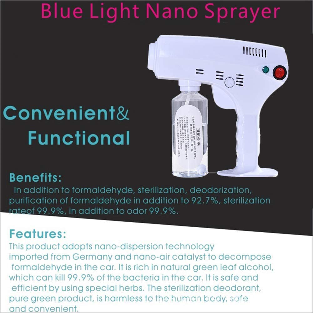 COD Portable Nano Steam Gun Spray Disinfection Blue Light Nano Mist Machine Hair Care