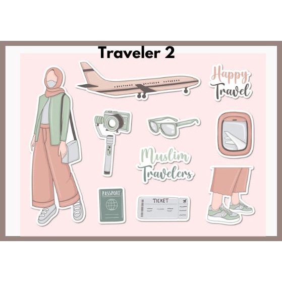 Sticker Hijab Travel Muslim Traveler Tumblr Stiker Aesthetic Murah Lucu