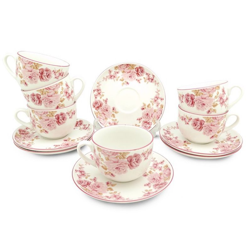 Cangkir Set Keramik Coffe Set Tea Set Pink Rosie