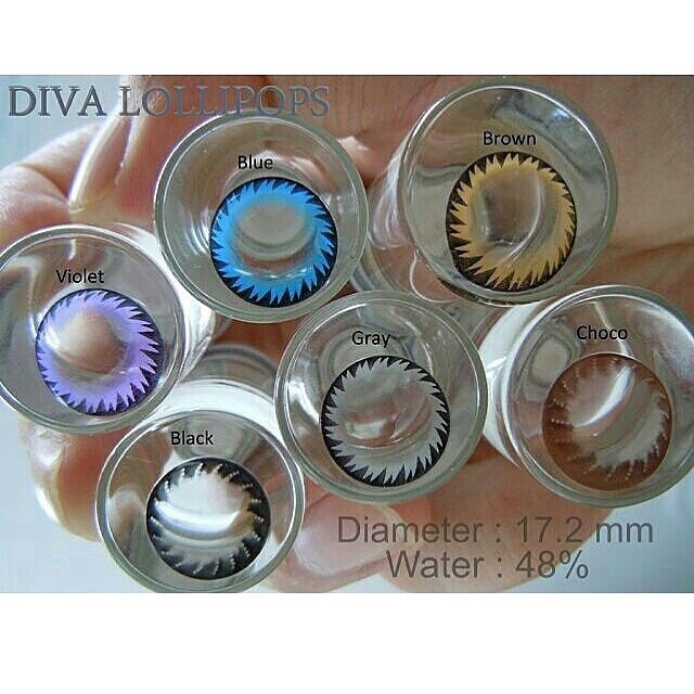 Diva Lollipops softlens gray brown blue green black choco violet